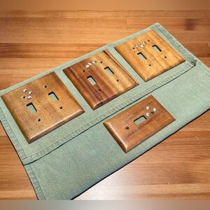VTG Lot of 4 Light Switch Plate Covers Double Single Painted Oregon Myrtlewood